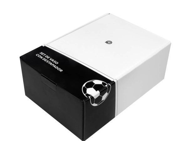 SET DE VASO Y DESTAPADOR SOCCER - SOC 430 BN